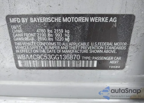 2016 BMW 428I Gran Coupe xDrive from USA, damaged, VIN WBA4C9C53GG136870